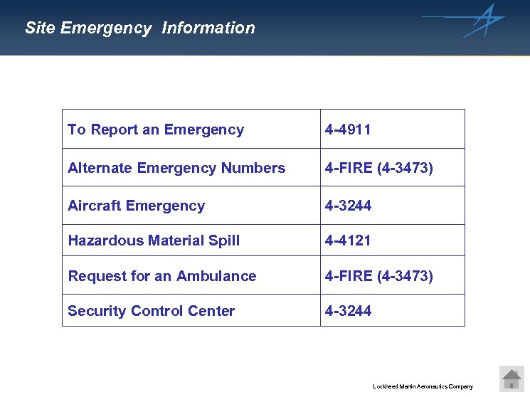 Site Emergency Information To Report an Emergency 4 -4911 Alternate Emergency Numbers 4 -FIRE