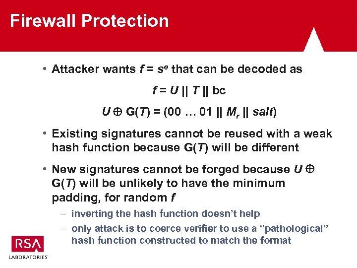 Firewall Protection • Attacker wants f = se that can be decoded as f