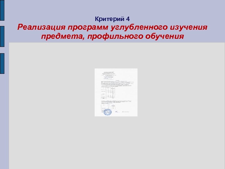 Критерий 4 Реализация программ углубленного изучения предмета, профильного обучения 