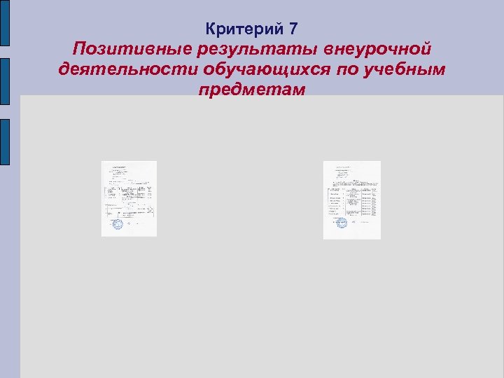 Критерий 7 Позитивные результаты внеурочной деятельности обучающихся по учебным предметам 