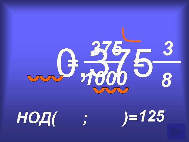 375 3 0, 375 8 1000 = НОД( ; = )= 125 