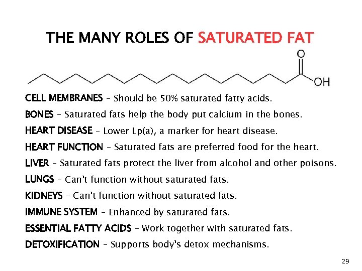 THE MANY ROLES OF SATURATED FAT CELL MEMBRANES – Should be 50% saturated fatty