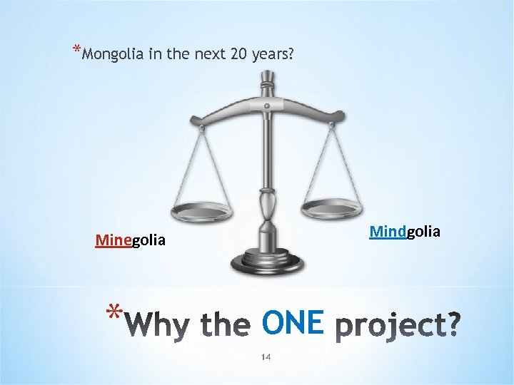 *Mongolia in the next 20 years? Mindgolia Minegolia * ONE 14 