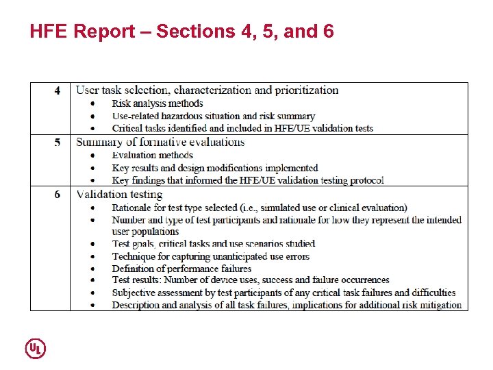 HFE Report – Sections 4, 5, and 6 