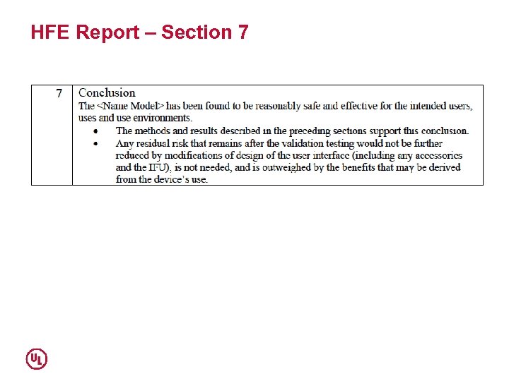HFE Report – Section 7 
