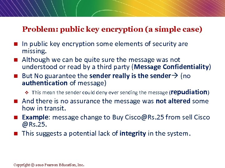 Problem: public key encryption (a simple case) n n n In public key encryption