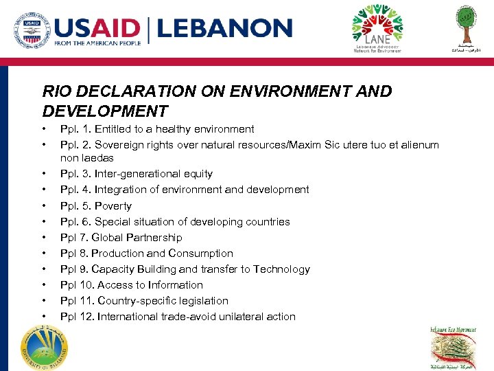 RIO DECLARATION ON ENVIRONMENT AND DEVELOPMENT • • • Ppl. 1. Entitled to a