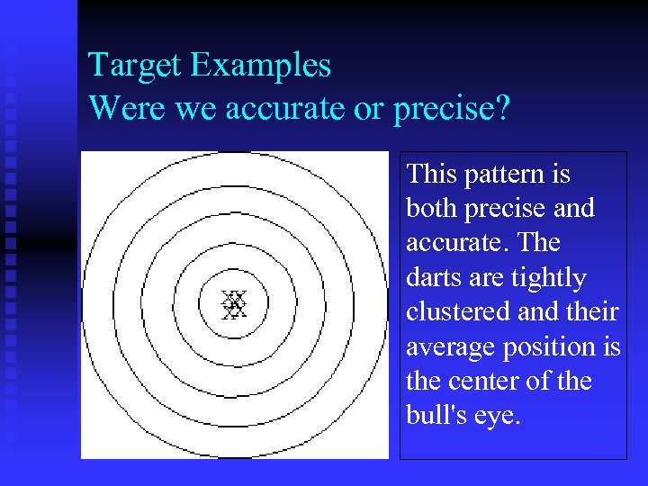 Target Examples Were we accurate or precise? This pattern is both precise and accurate.