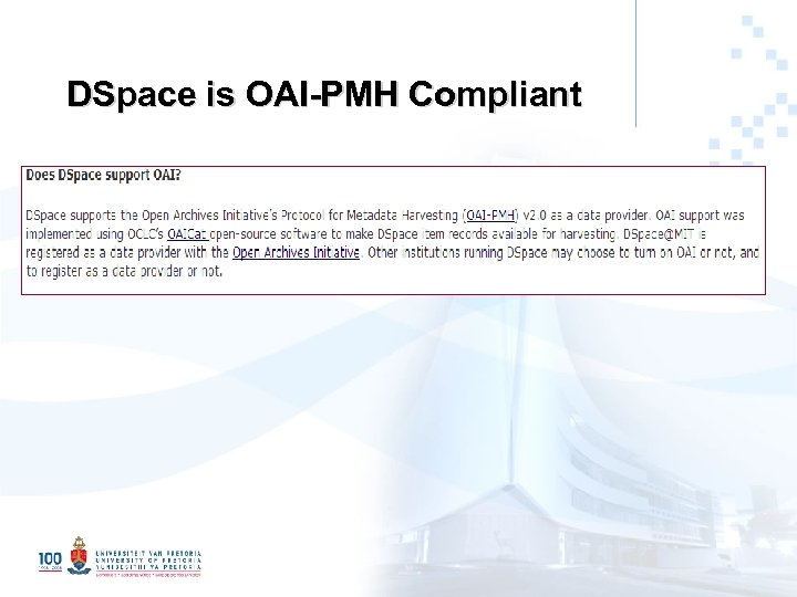 DSpace is OAI-PMH Compliant 