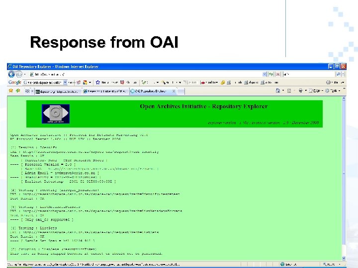 Response from OAI 