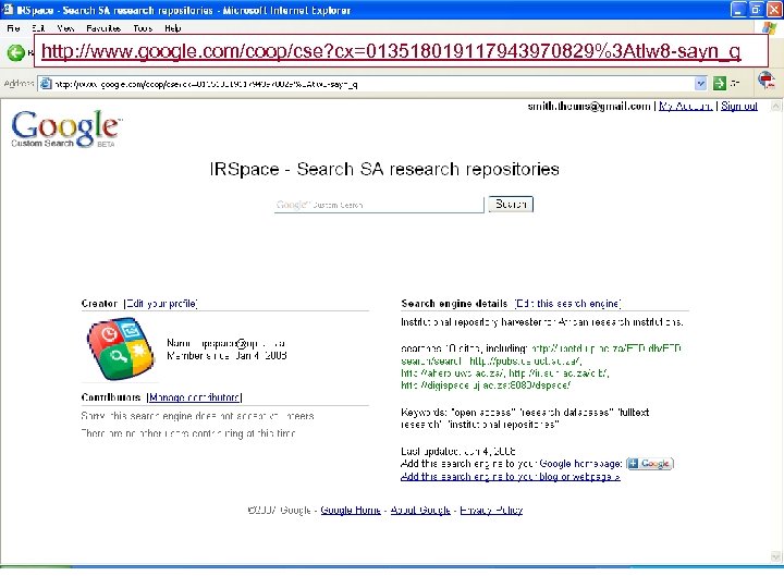 http: //www. google. com/coop/cse? cx=013518019117943970829%3 Atlw 8 -sayn_q 