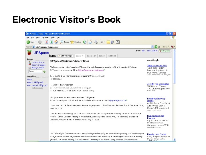 Electronic Visitor’s Book 