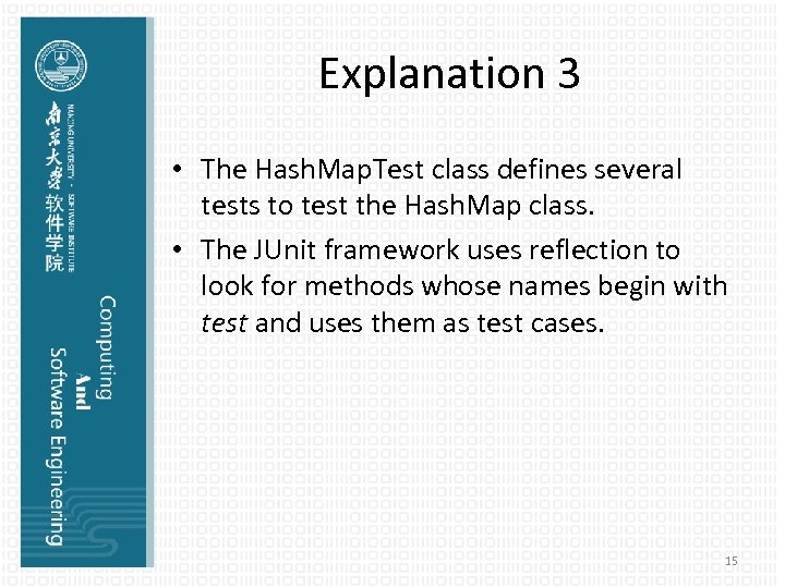 Explanation 3 • The Hash. Map. Test class defines several tests to test the