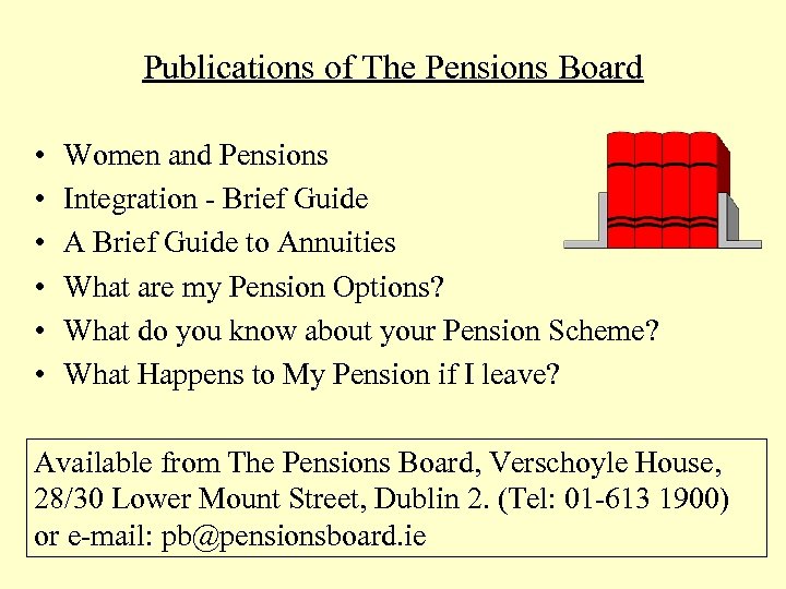 Publications of The Pensions Board • • • Women and Pensions Integration - Brief