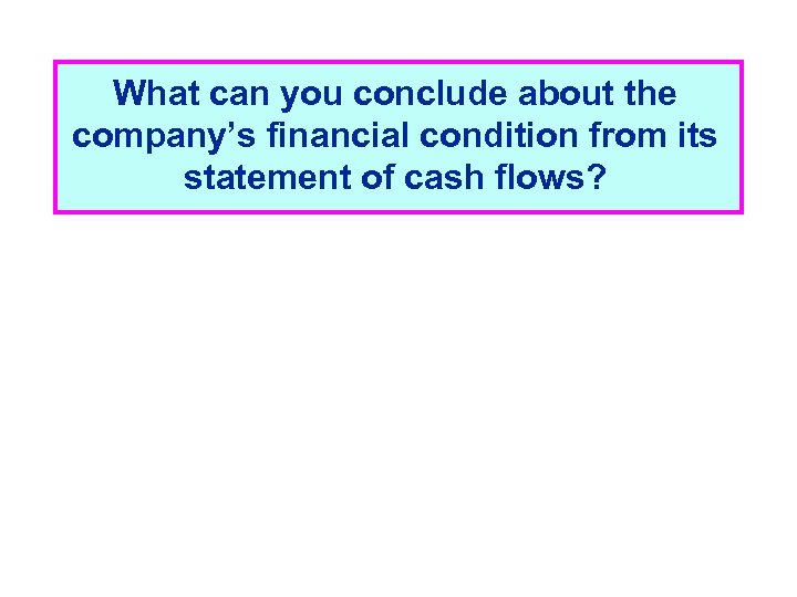 What can you conclude about the company’s financial condition from its statement of cash