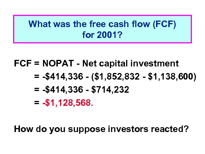 What was the free cash flow (FCF) for 2001? FCF = NOPAT - Net