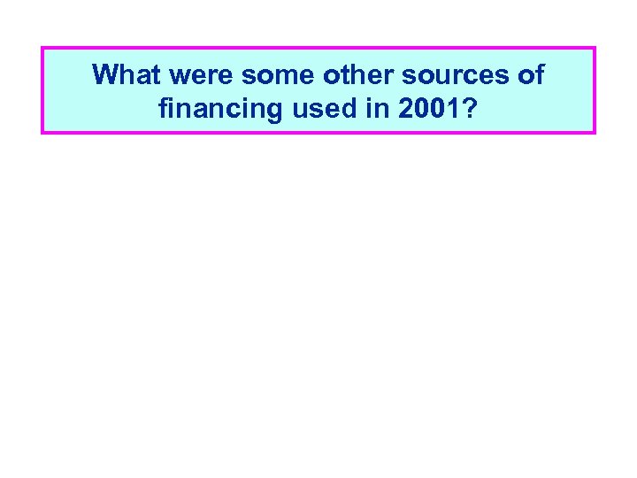 What were some other sources of financing used in 2001? 