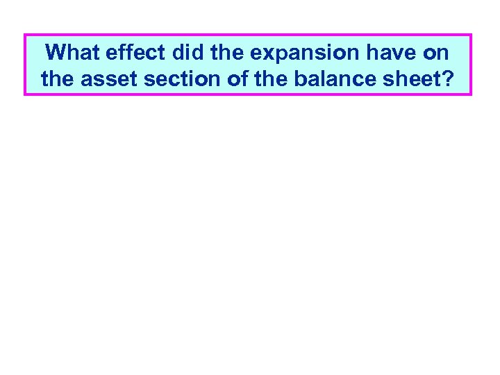 What effect did the expansion have on the asset section of the balance sheet?