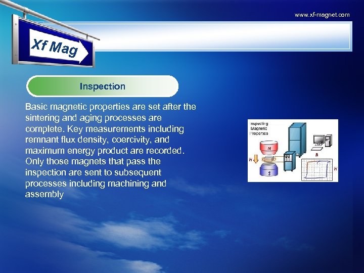 www. xf-magnet. com Xf Mag Inspection Basic magnetic properties are set after the sintering