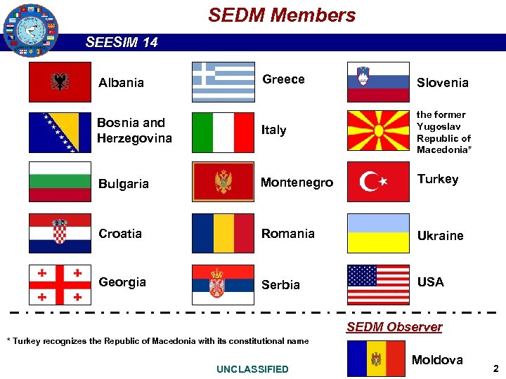 SEDM Members SEESIM 14 Greece Slovenia Bosnia and Herzegovina Italy the former Yugoslav Republic