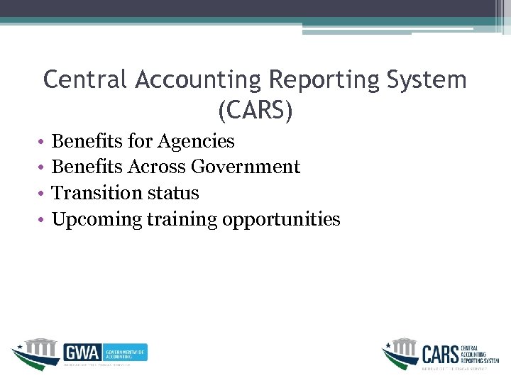 Treasury Updates Governmentwide Accounting Central Accounting Reporting ...