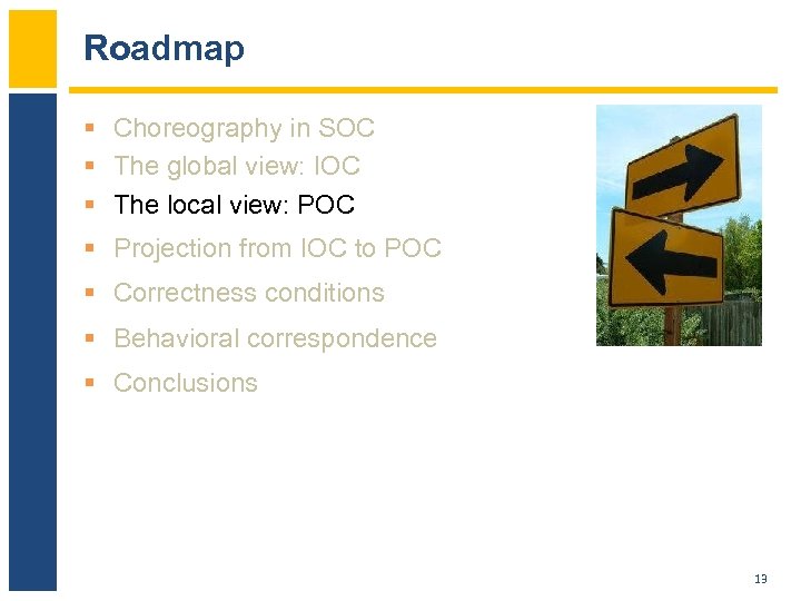 Roadmap § Choreography in SOC § The global view: IOC § The local view:
