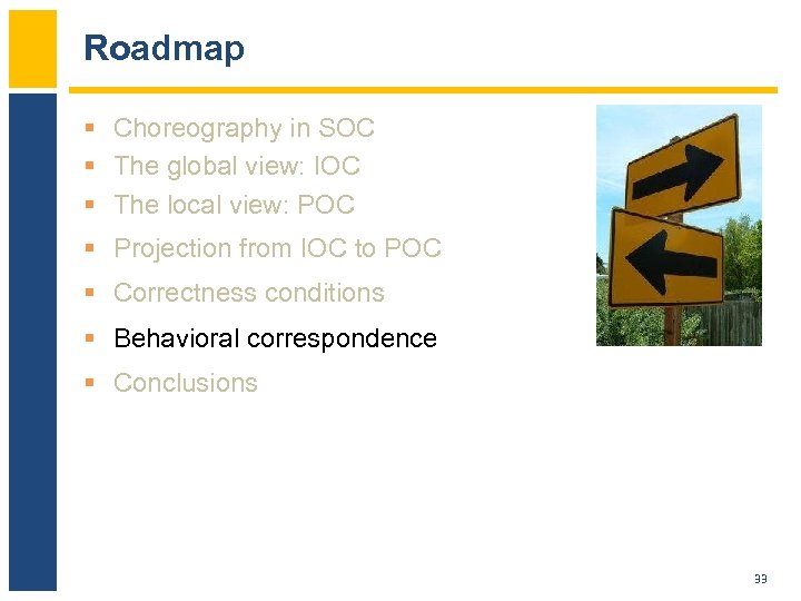 Roadmap § Choreography in SOC § The global view: IOC § The local view: