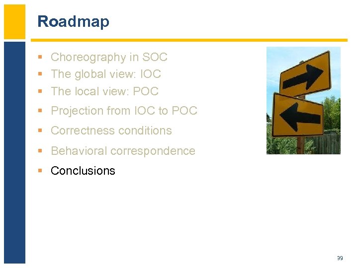 Roadmap § Choreography in SOC § The global view: IOC § The local view: