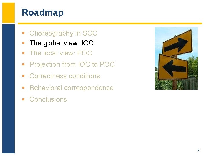 Roadmap § Choreography in SOC § The global view: IOC § The local view: