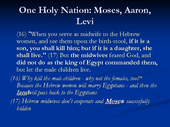 One Holy Nation: Moses, Aaron, Levi (16) 
