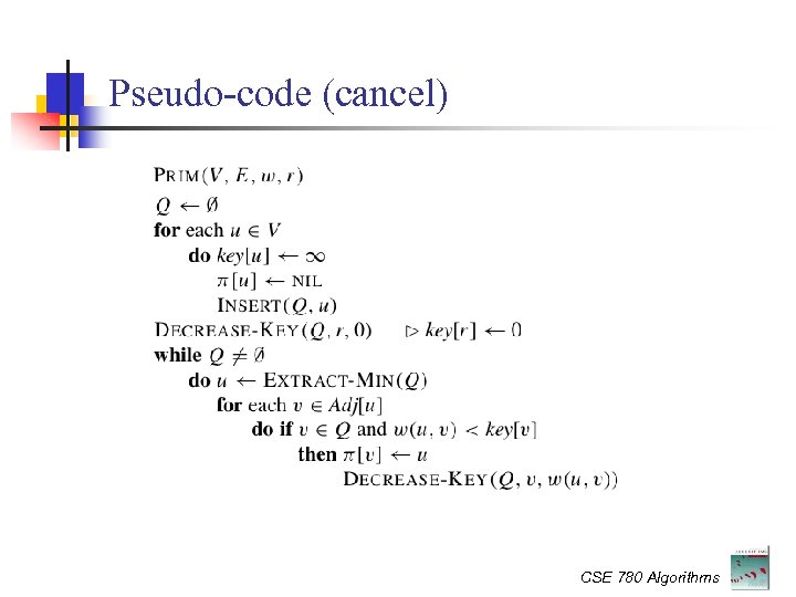 Pseudo-code (cancel) CSE 780 Algorithms 