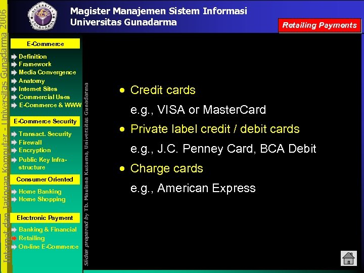 Retailing Payments E-Commerce Definition Framework Media Convergence Anatomy Internet Sites Commercial Uses E-Commerce &