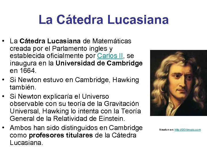 La Cátedra Lucasiana • La Cátedra Lucasiana de Matemáticas creada por el Parlamento ingles