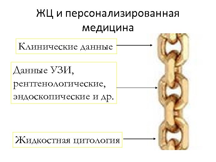 ЖЦ и персонализированная медицина Клинические данные Данные УЗИ, рентгенологические, эндоскопические и др. Жидкостная цитология