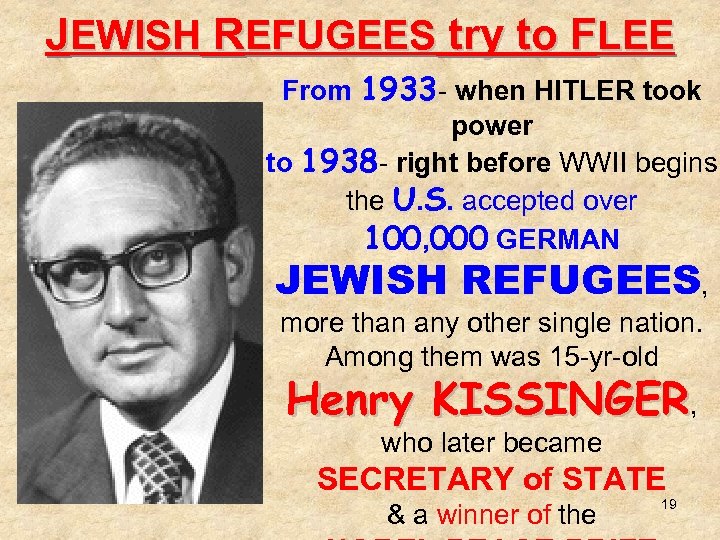 JEWISH REFUGEES try to FLEE From 1933 - when HITLER took power to 1938