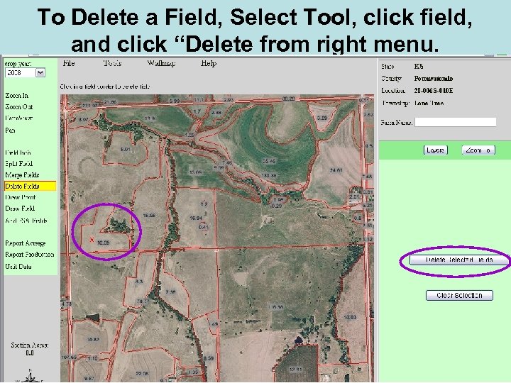 To Delete a Field, Select Tool, click field, and click “Delete from right menu.