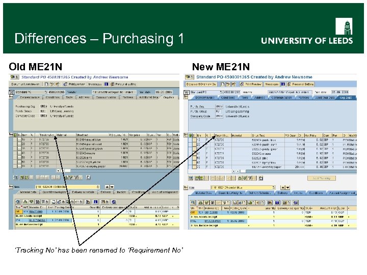 Differences – Purchasing 1 Old ME 21 N ‘Tracking No’ has been renamed to