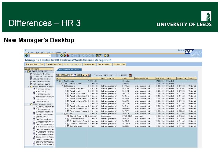 Differences – HR 3 New Manager’s Desktop 