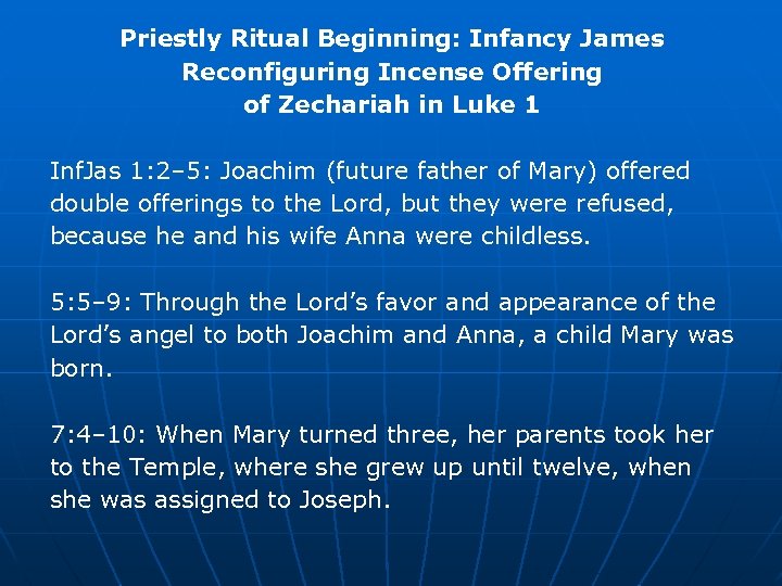 Priestly Ritual Beginning: Infancy James Reconfiguring Incense Offering of Zechariah in Luke 1 Inf.