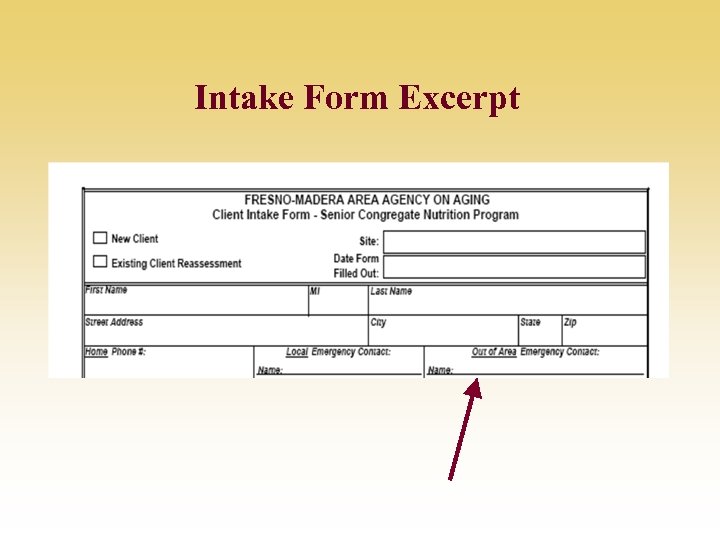 Intake Form Excerpt 