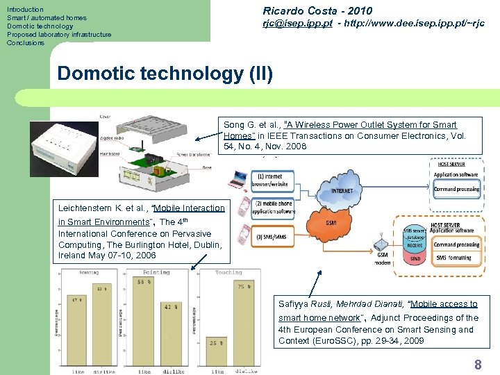 Ricardo Costa - 2010 Introduction Smart / automated homes Domotic technology Proposed laboratory infrastructure