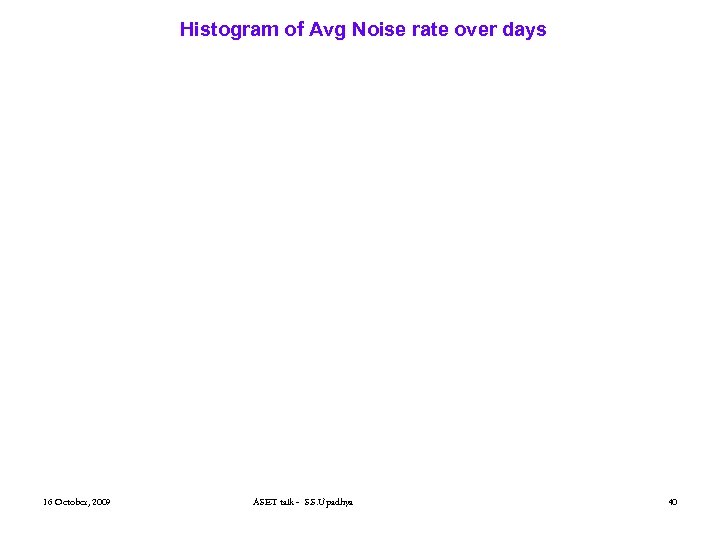 Histogram of Avg Noise rate over days 16 October, 2009 ASET talk - S.