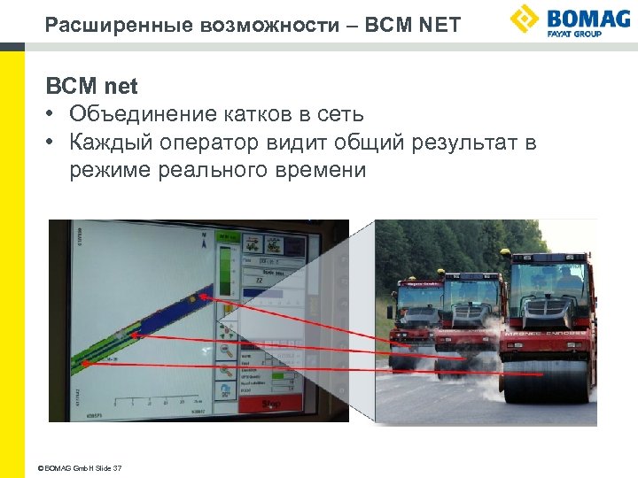 Расширенные возможности – BCM NET BCM net • Объединение катков в сеть • Каждый