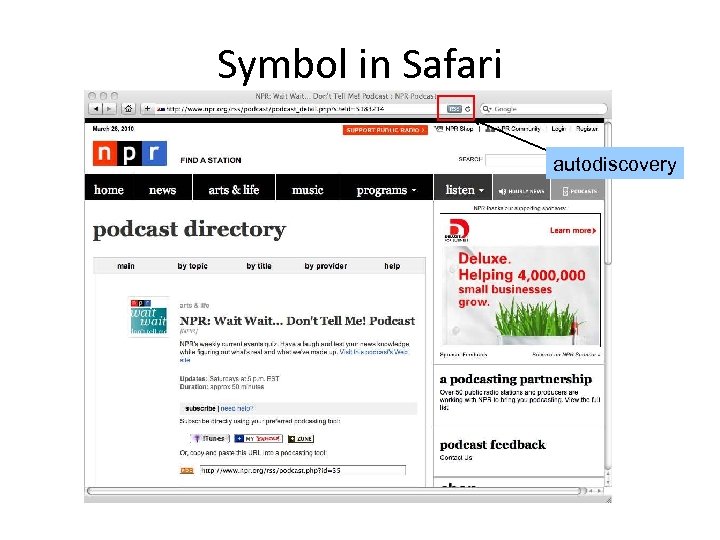 Symbol in Safari autodiscovery 