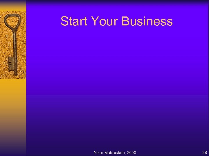 Start Your Business Nizar Mabroukeh, 2000 28 