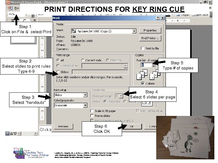 PRINT DIRECTIONS FOR KEY RING CUE Step 1: Click on File & select Print