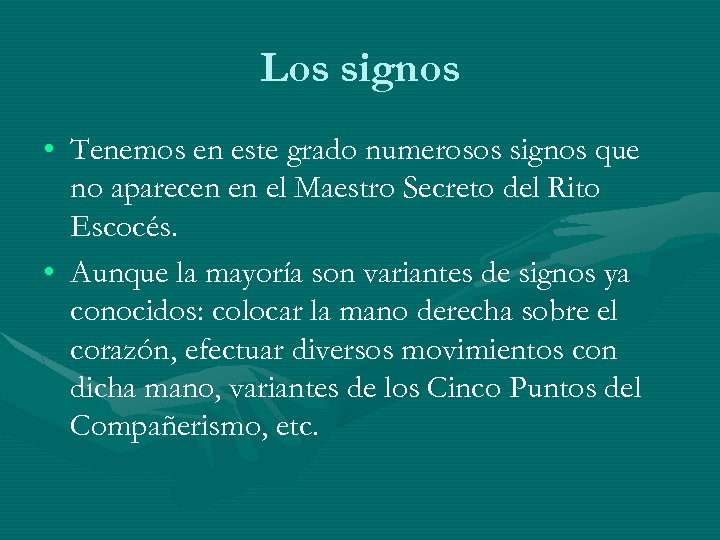 Los signos • Tenemos en este grado numerosos signos que no aparecen en el