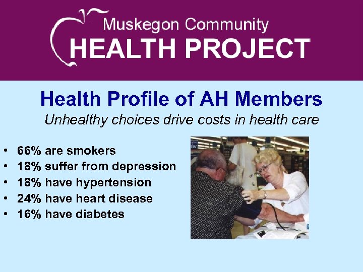 Health Profile of AH Members Unhealthy choices drive costs in health care • •