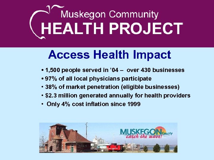 Access Health Impact • 1, 500 people served in ’ 04 – over 430