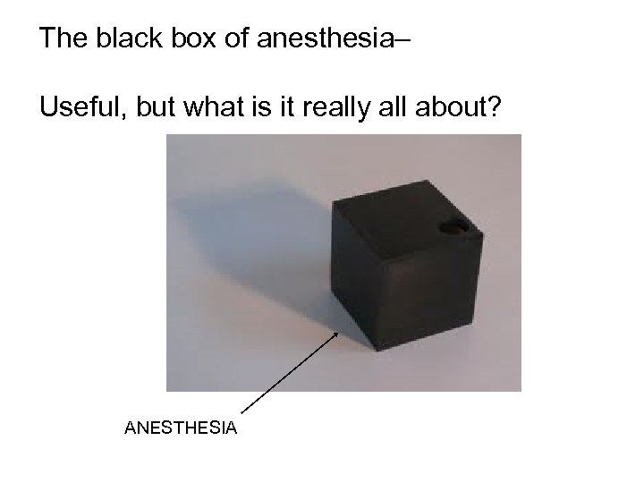 The black box of anesthesia– Useful, but what is it really all about? ANESTHESIA